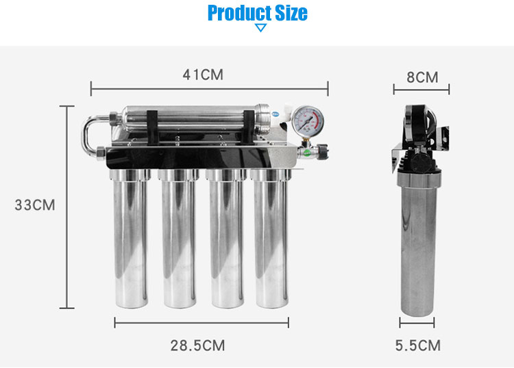 Tamaño del filtro de agua de membrana de ultrafiltración de 5 etapas