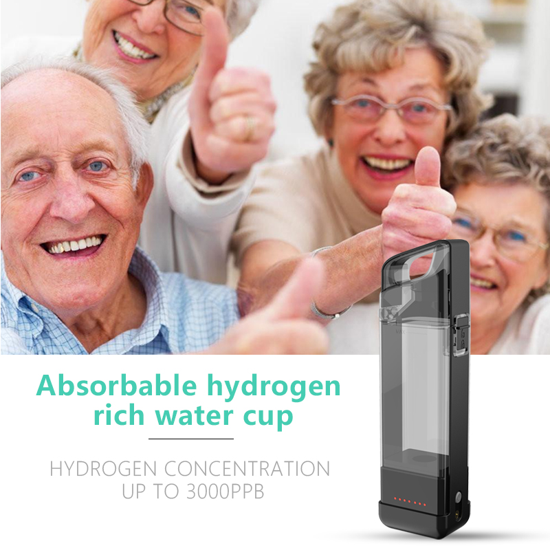 Easy rechargeable glass alkaline Hydrogen rich water bottle
