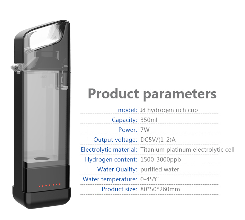 hydrogen rich water bottle parameters